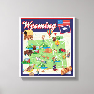 Toile Carte de bande dessinée du Wyoming