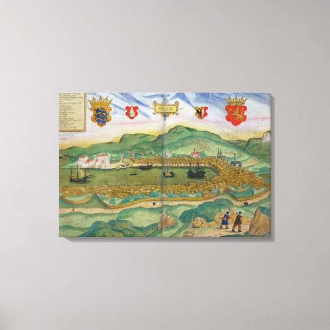 Toile Carte de Bergen, de 'Civitates Orbis Terrarum' par (Recto)