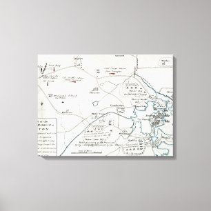 TOILE CARTE DE BOSTON-CONCORD, 1775