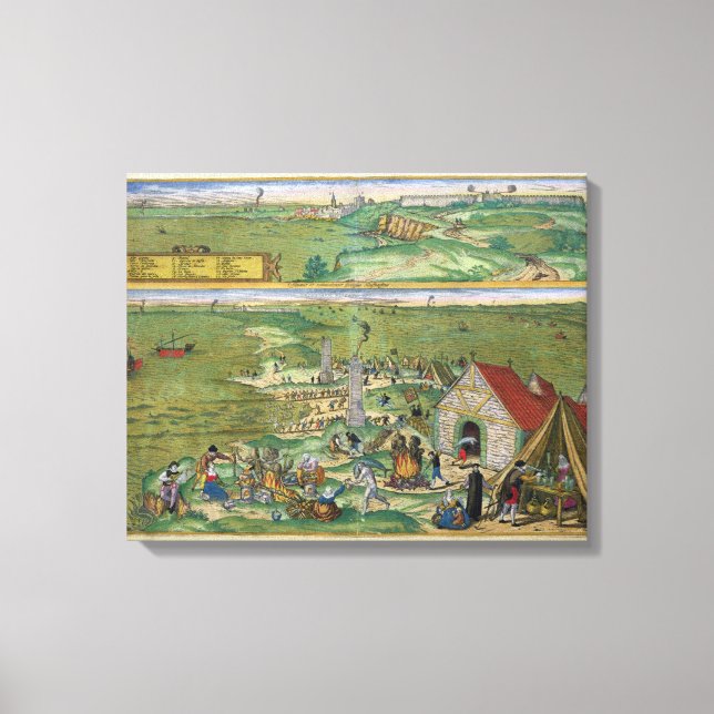 Toile Carte de Cadix, de Civitates Orbis Terrarum par G (Recto)
