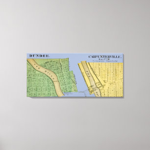 TOILE CARTE DE CARPENTERSVILLE DUNDEE L'ILLINOIS 1871