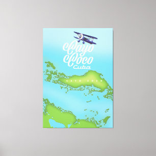 Toile Carte de Cayo Coco Cuba de style vintage.