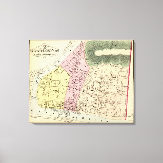 Toile Carte de Charleston, Virginie-Occidentale (Recto)