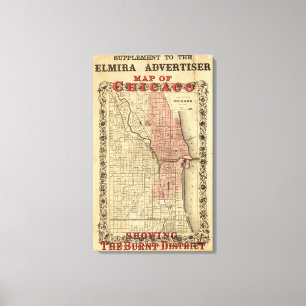 Toile Carte De Chicago Montrant Le District Brûlé