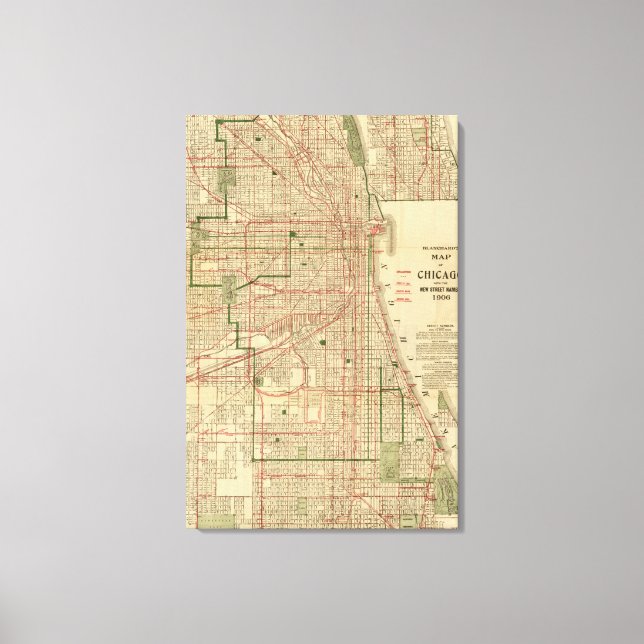 Toile Carte de Chicago par Blanchard (Recto)