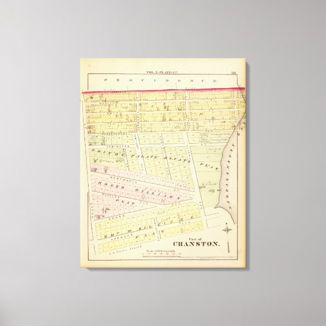 Toile Carte de Cranston, RI (Recto)