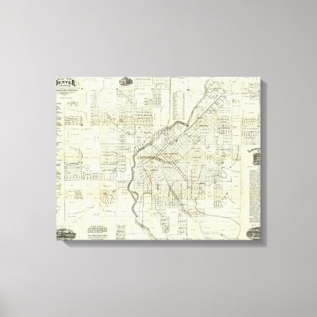 Toile Carte de Denver Colorado par Thayer (Recto)