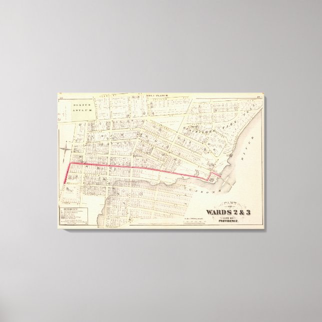 Toile Carte de Dexter Asylum et Central Bridge (Recto)