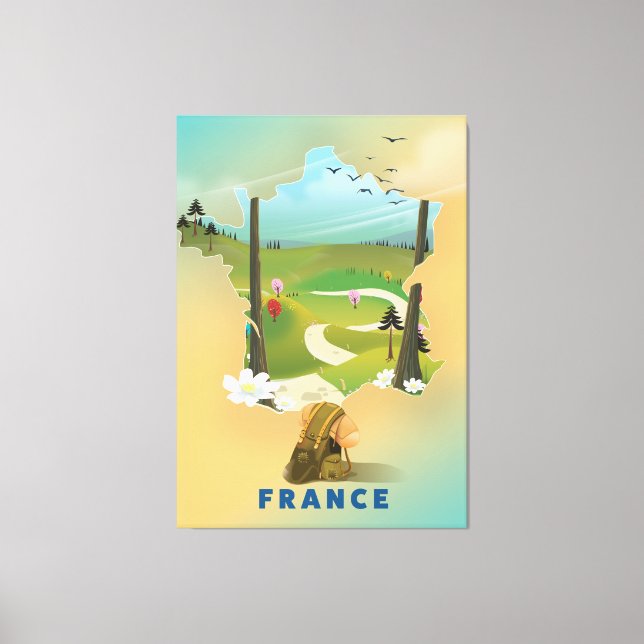 Toile Carte de France poster de voyage vintage (Recto)