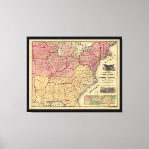 Toile Carte de guerre civile des Etats-Unis par Charles