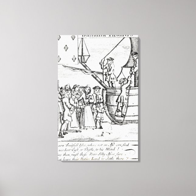 Toile Carte de jeu représentant les immigrants arrivant (Recto)