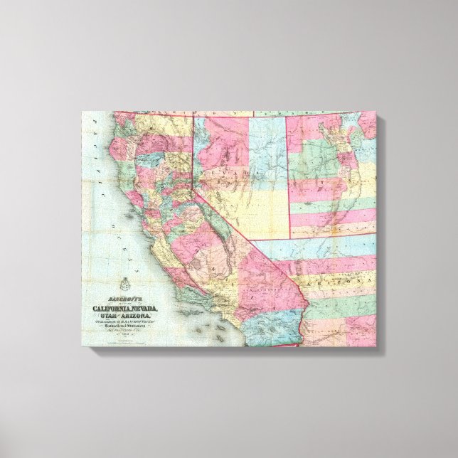 Toile Carte de la Californie, Nevada (Recto)