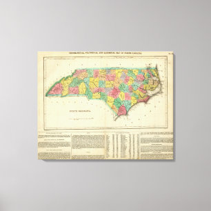 Toile Carte de la Caroline du Nord