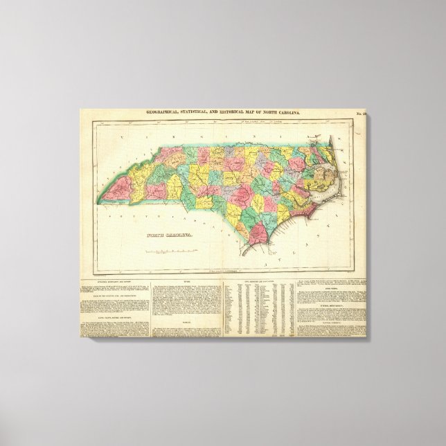 Toile Carte De La Caroline Du Nord (Recto)
