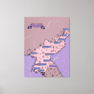 Toile Carte de la Corée du Nord
