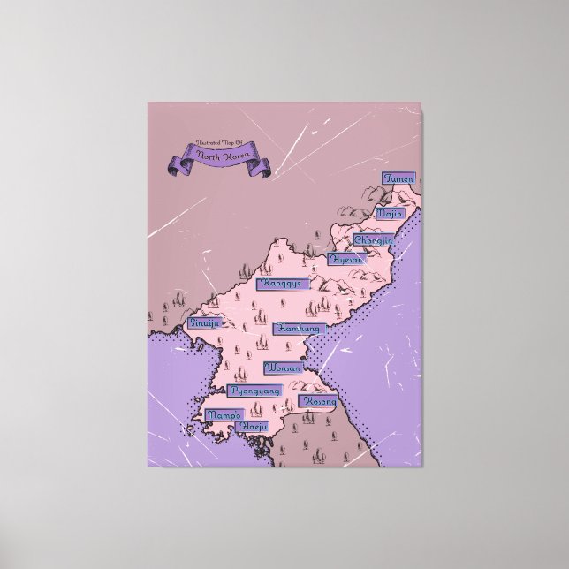 Toile Carte de la Corée du Nord (Recto)