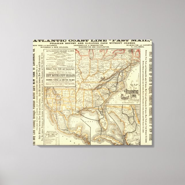 Toile Carte de la côte atlantique (Recto)