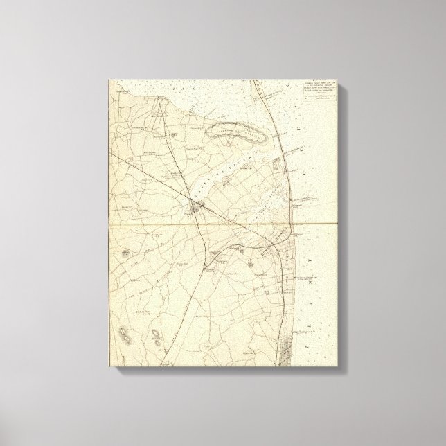Toile Carte de la côte de la rivière des requins de Sand (Recto)