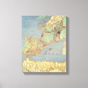 Toile Carte de la France, de l'Espagne et de l'Afrique