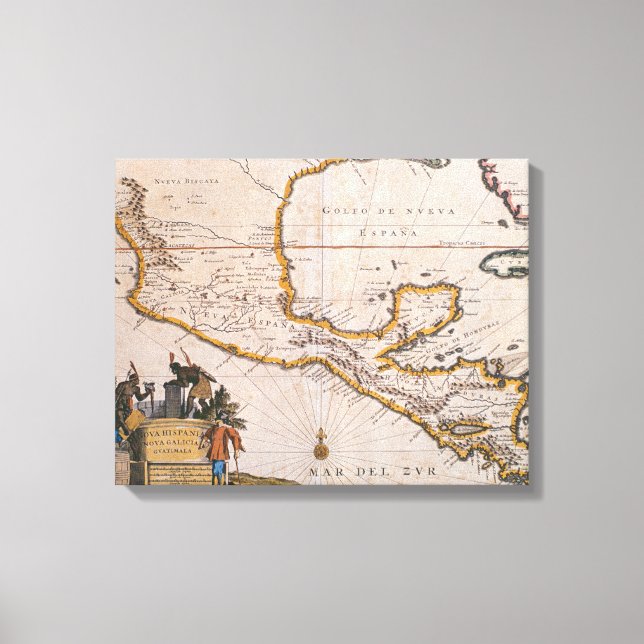 Toile Carte de la Nouvelle Espagne |Nouvelle Galice et G (Recto)
