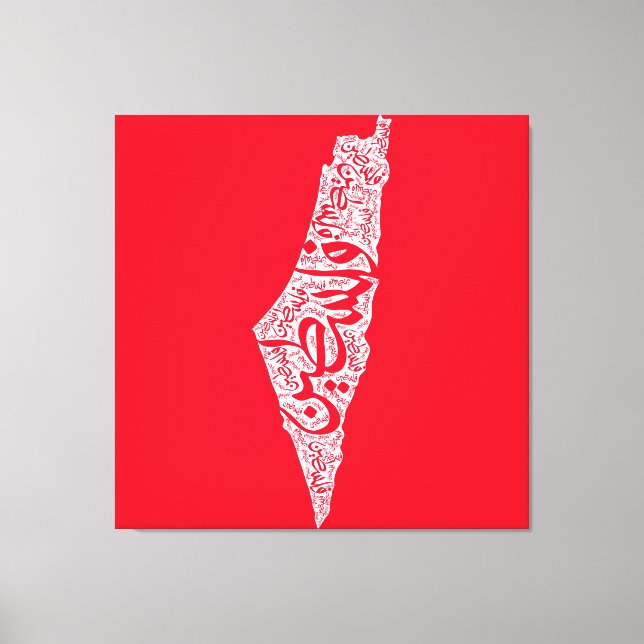 Toile Carte de la Palestine libre et drapeau du Canada ( (Recto)