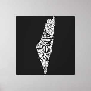 Toile Carte de la Palestine libre et drapeau du Canada (