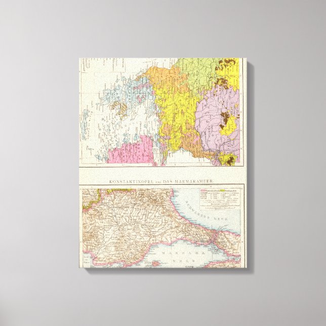 Toile Carte de la péninsule des Balkans et de Constantin (Recto)