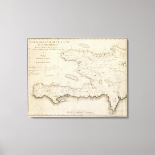 Toile Carte de la pièce française de St Domingo