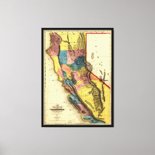 Toile Carte de la région d'or en Californie (1851)