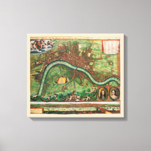Toile Carte de la rue antique de Londres par Johannes de