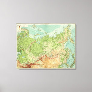 Toile Carte de la Sibérie avec des itinéraires