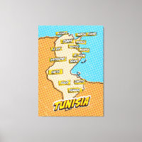 Carte de la Tunisie illustrée par Pop Art