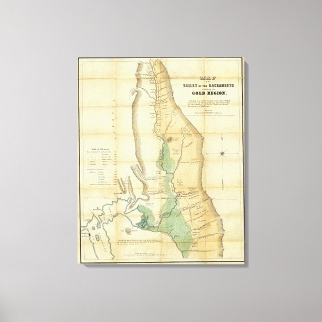 Toile Carte de la Vallée du Sacramento (Recto)