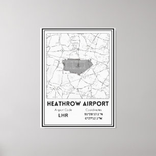 Toile Carte de la ville de l'aéroport d'Heathrow