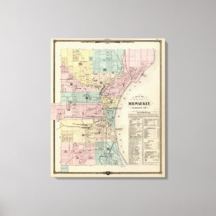 Toile Carte de la ville de Milwaukee, Milwaukee Co