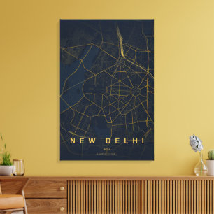 Toile Carte de la ville de New Delhi, design minimaliste