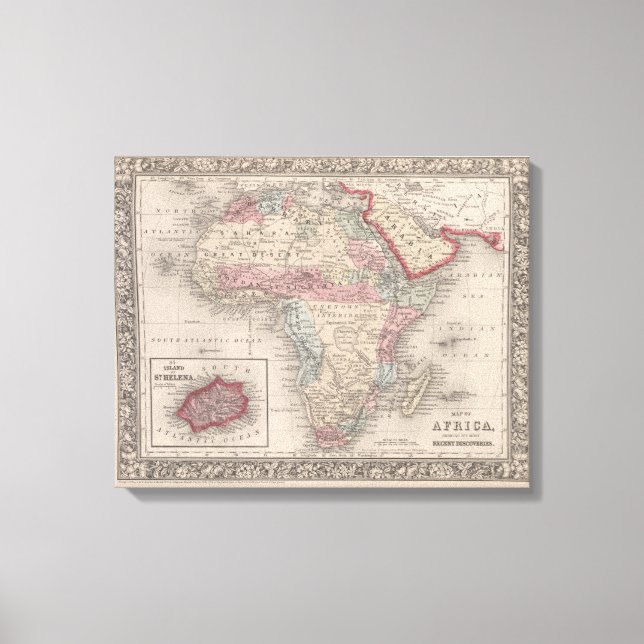 Toile Carte de l'Afrique avec Sainte-Hélène (Recto)