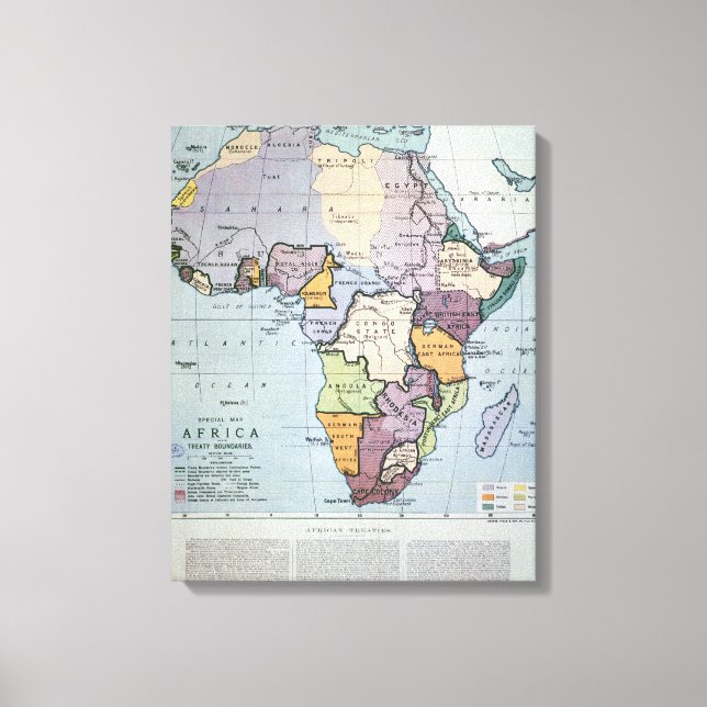 Toile Carte de l'Afrique montrant les limites des traité (Recto)