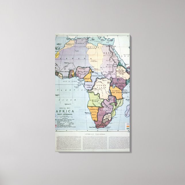 Toile Carte de l'Afrique montrant les limites des traité (Recto)