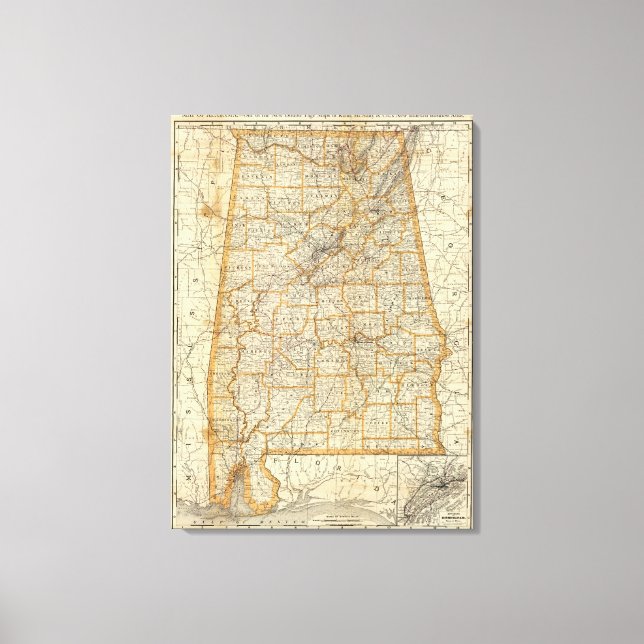 Toile Carte de l'Alabama (Recto)