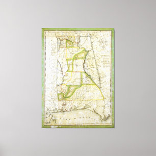 Toile Carte de l'Alabama par John Melish (vers 1818-1820