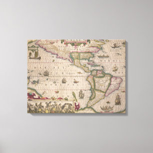 Toile Carte de l'Amérique, du Mercator "atlas", pub. pa