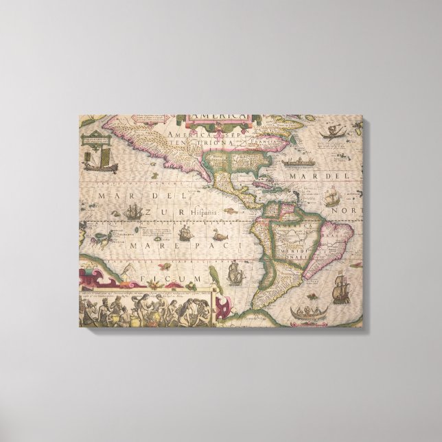 Toile Carte de l'Amérique, du Mercator 'Atlas', pub. par (Recto)