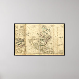 Toile Carte de l'Amérique du Nord par la poule de Herma