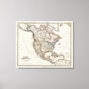 Toile Carte de l'Amérique du Nord par Stieler