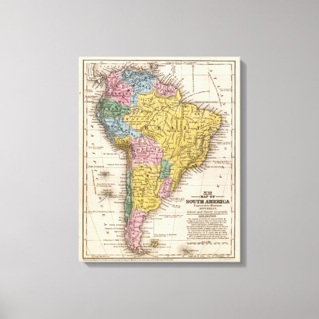 Toile Carte de l'Amérique du Sud 5 (Recto)