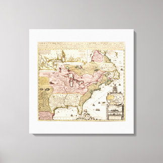 Toile Carte de l'Amérique en français médiéval Québec/No