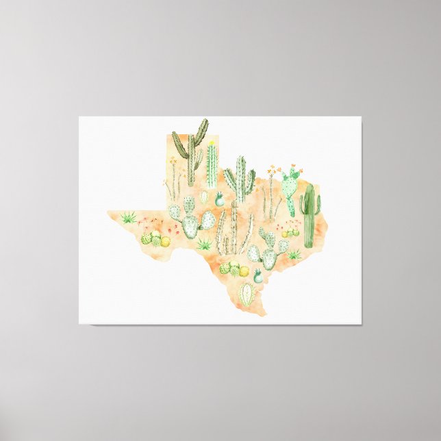 Toile Carte de l'aquarelle de Texas Cactus (Recto)