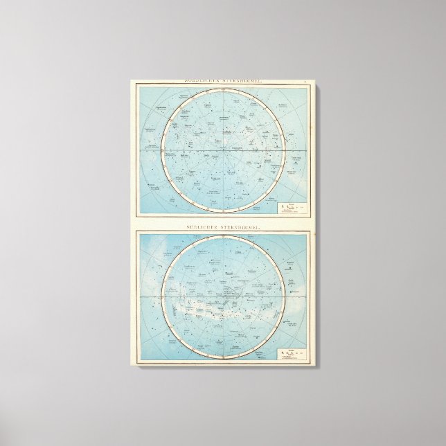 Toile Carte de l'Atlas céleste N, S Sternhimmel (Recto)
