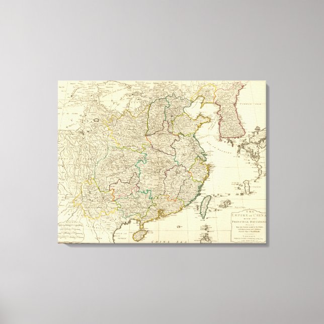 Toile Carte de l'atlas Chine, Corée (Recto)